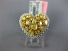 2.71CT WHITE & FANCY YELLOW DIAMOND 18KT 2 TONE GOLD 3D HEART SHAPE CLUSTER RING