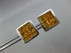 LARGE 3.43CT AAA YELLOW SAPPHIRE 18K WHITE GOLD PRINCESS INVISIBLE STUD EARRINGS