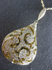 EXTRA LARGE 2.16CT DIAMOND 18KT YELLOW GOLD OPEN FILIGREE TEAR DROP FUN PENDANT
