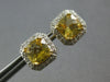 4.13CT DIAMOND & AAA CITRINE 14KT YELLOW GOLD 3D CUSHION OCTAGON STUD EARRINGS