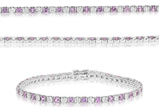 5.50CT DIAMOND & AAA PINK SAPPHIRE 14K WHITE GOLD ROUND ETERNITY TENNIS BRACELET