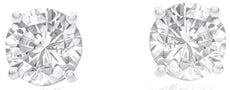 ESTATE .75CT DIAMOND 14KT WHITE GOLD 3D ROUND CLASSIC SOLITAIRE STUD EARRINGS
