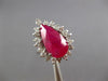 ESTATE LARGE 4.23CT DIAMOND & AAA RUBY 14K WHITE GOLD PEAR SHAPE ENGAGEMENT RING