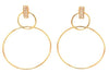 LARGE .13CT DIAMOND 18KT YELLOW GOLD 3D CIRCULAR LOVE KNOT FUN HANGING EARRINGS