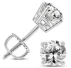 1.20CT DIAMOND 14K WHITE GOLD 3D ROUND SOLITAIRE 4 PRONG SCREWBACK STUD EARRINGS