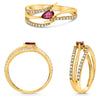 ESTATE .48CT DIAMOND 14KT YELLOW GOLD 3D PEAR SHAPE & ROUND CRISS CROSS FUN RING