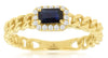 ESTATE .44CT DIAMOND & AAA SAPPHIRE 14KT YELLOW GOLD 3D EMERALD CUT & ROUND RING