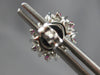 ESTATE LARGE 1.81CT DIAMOND & AAA RUBY 14KT WHITE GOLD 3D FLOWER STUD EARRINGS