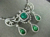 ANTIQUE LARGE 25.0CT OLD MINE DIAMOND & EMERALD 18K WHITE GOLD FILIGREE NECKLACE