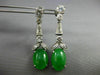 ANTIQUE LARGE 8.10CT DIAMOND & AAA EMERALD 14KT WHITE GOLD LEAF HANGING EARRINGS