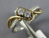 ESTATE .21CT DIAMOND 14K TWO TONE GOLD 3D 2 STONE CRISS CROSS DIAGONAL LOVE RING