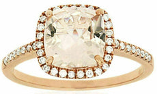 2.18CT DIAMOND & MORGANITE 14K ROSE GOLD 3D CLASSIC CUSHION HALO ENGAGEMENT RING