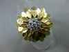 ANTIQUE .26CT ROUND DIAMOND 14KT WHITE & YELLOW GOLD 3D HANDCRAFTED FLOWER RING