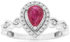 1.01CT DIAMOND & AAA RUBY 14KT WHITE GOLD PEAR SHAPE & ROUND INFINITY LOVE RING