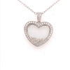ESTATE 1.01CT DIAMOND 18KT WHITE GOLD 3D HEART SHAPE ROUND FLOATING PENDANT
