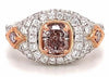 1.37CT WHITE & PINK DIAMOND 18KT WHITE & ROSE GOLD CUSHION & ROUND FILIGREE RING