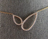 ESTATE .24CT DIAMOND 14KT ROSE GOLD 3D DOUBLE TEAR DROP BUTTERFLY LOVE NECKLACE