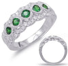 WIDE 1.20CT DIAMOND & AAA TSAVORITE 14KT WHITE GOLD MULTI ROW 5 STONE LOVE RING