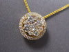 ESTATE .74CT DIAMOND 18KT YELLOW GOLD ROUND FLOWER CLUSTER HALO FLOATING PENDANT