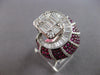 EXTRA LARGE 5.39CT DIAMOND & AAA RUBY 18K WHITE GOLD SEMI CRESCENT COCKTAIL RING