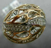 ESTATE LARGE .22CT DIAMOND 18KT ROSE GOLD OPEN FILIGREE LEAF DOME SHAPE FUN RING