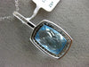 ESTATE LARGE 9.61CT DIAMOND & CUSHION BLUE TOPAZ 14K WHITE GOLD FILIGREE PENDANT