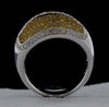LARGE .66CT WHITE & FANCY YELLOW DIAMOND 18K 2 TONE GOLD MULTI ROW PAVE FUN RING