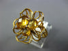ESTATE LARGE 3.30CT DIAMOND & AAA CITRINE 14KT YELLOW GOLD FLOWER ROSE FUN RING