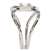 .23CT DIAMOND 18KT WHITE GOLD ROUND & BAGUETTE CLUSTER ETOILE LOVE KNOT FUN RING