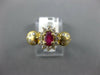 .67CT DIAMOND & AAA RUBY 14KT YELLOW GOLD 3D OVAL & ROUND FLOWER FRIENDSHIP RING