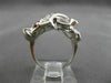 ANTIQUE .91CT OLD MINE DIAMOND RUBY 14KT WHITE GOLD FILIGREE COCKTAIL RING 20824
