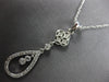 LARGE .25CT DIAMOND 14KT WHITE GOLD FLOWER TEAR DROP FILIGREE FLOATING PENDANT