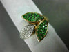 ESTATE WIDE .53CT DIAMOND & AAA TSAVORITE 14K YELLOW GOLD 3D LEAF CLUSTER RING