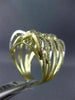 ESTATE EXTRA LARGE 1.62CT DIAMOND 14KT TWO TONE GOLD MULTI ROW CRISS CROSS RING