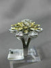 ESTATE LARGE 1.47CT ROUND & BAGUETTE CUT DIAMOND 18KT TWO TONE GOLD FLOWER RING