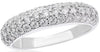1.02CT DIAMOND 14KT WHITE GOLD 3D THREE ROW CLASSIC PAVE ROUND ANNIVERSARY RING