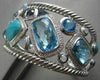 ANTIQUE WIDE 56.4CT DIAMOND & MULTI GEM 14KT WHITE GOLD BANGLE ONE OF A KIND!!!!