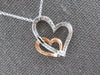 ESTATE .43CT DIAMOND 14KT WHITE & ROSE GOLD DOUBLE HEART LOVE FLOATING PENDANT