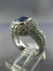 ESTATE LARGE 2.90CT DIAMOND & SAPPHIRE 14K WHTIE GOLD BEZEL HALO ENGAGEMENT RING