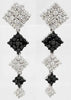 1.61CT WHITE & BLACK DIAMOND 14K WHITE GOLD 3D MULTI SQUARE GEOMETRICAL EARRINGS