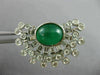 ESTATE LARGE 6.32CT DIAMOND & AAA EMERALD 14K WHITE GOLD SEMI MOON STUD EARRINGS