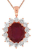 LARGE 8.65CT DIAMOND & AAA RUBY 14KT ROSE GOLD 3D OVAL & ROUND FLOATING PENDANT