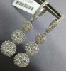 ESTATE 2.08CT DIAMOND 18K WHITE GOLD 3D FLOWER JOURNEY CLUSTER HANGING EARRINGS
