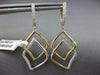ESTATE .42CT DIAMOND 18KT 2 TONE GOLD 3D DOUBLE LEAF CLASSIC HANGING EARRINGS