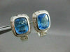 ESTATE LARGE 14.4CT EXTRA FACET BLUE TOPAZ & DIAMONDS 14KT W GOLD EARRINGS 21801