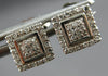 ESTATE .18CT DIAMOND 14KT WHITE GOLD 3D CLASSIC SQUARE GEOMETRICAL STUD EARRINGS