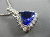 MASSIVE 7.05CT DIAMOND & AAA TANZANITE 14KT WHITE GOLD TRILLION FLOATING PENDANT