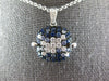 ESTATE 1.38CT DIAMOND & AAA SAPPHIRE 18KT WHITE GOLD SQUARE CLUSTER FUN PENDANT