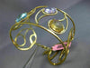ESTATE LARGE 16.94CT DIAMOND & AAA MULTIGEM 14K YELLOW GOLD LEAF BANGLE BRACELET