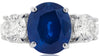 5.39CT DIAMOND & AAA SAPPHIRE PLATINUM 3D OVAL & ROUND 3 STONE ENGAGEMENT RING
